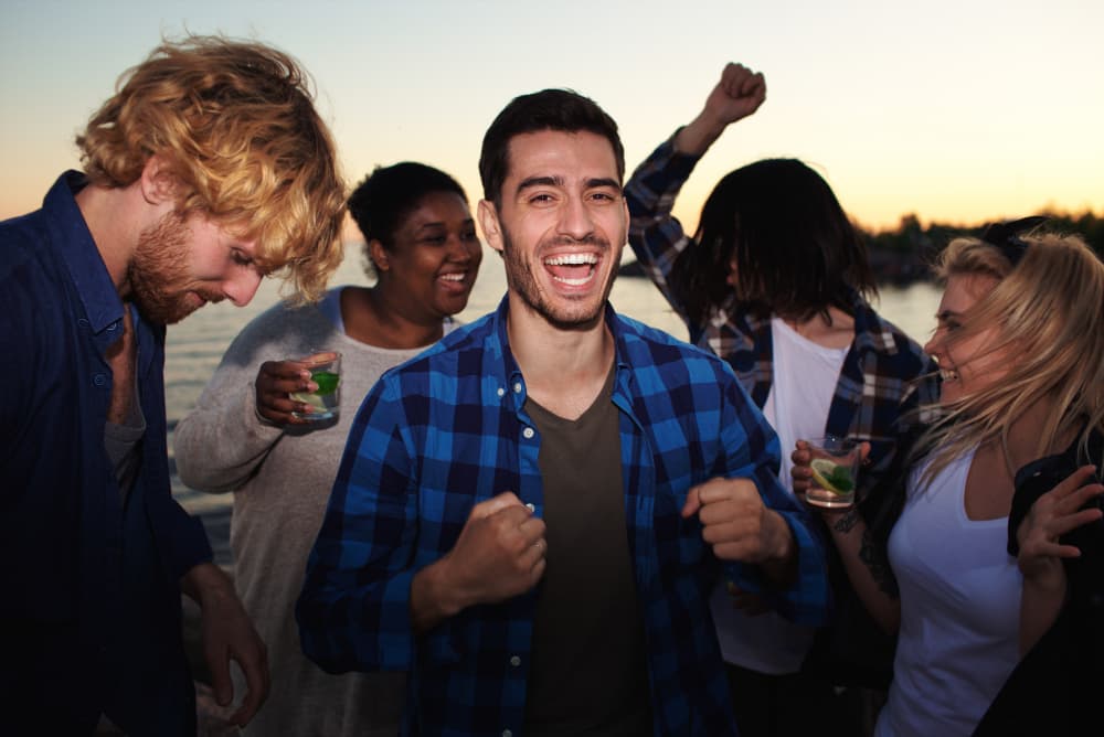 Group celebrating a successful connection